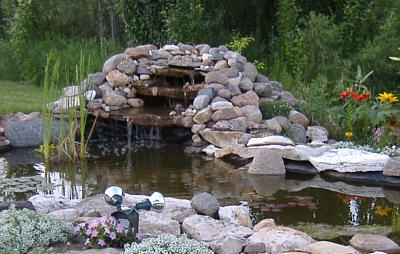Pond and Waterfall Using Our Greenhouse Poly